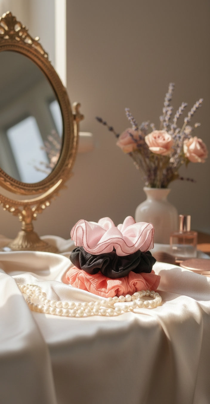 ✨ Elegant Satin Scrunchie Combo – Soft Pastel & Classic Shades ✨