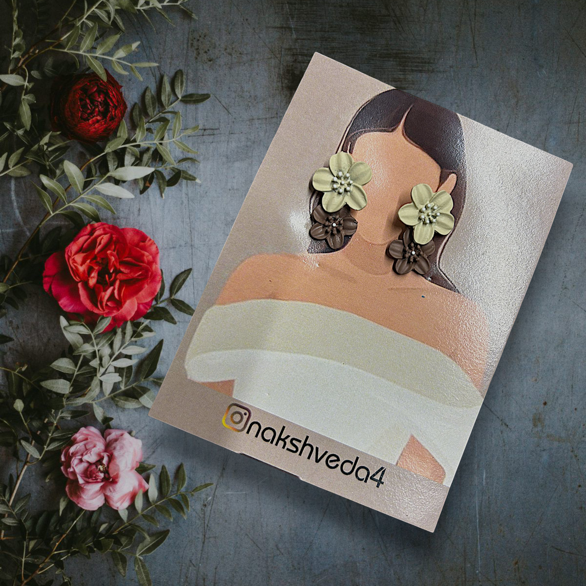 Vintage Dual-Tone Flower Drop Earrings