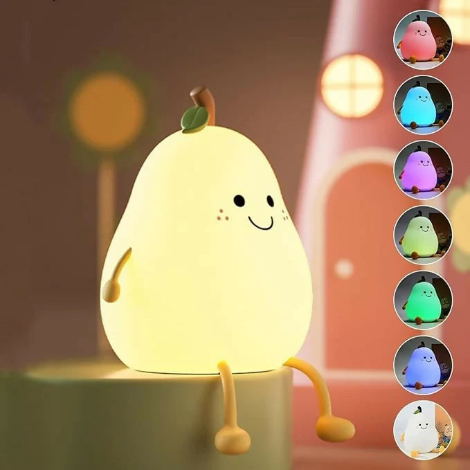 🍐 Multicolor Silicone Pear-Shaped Touch Night Lamp