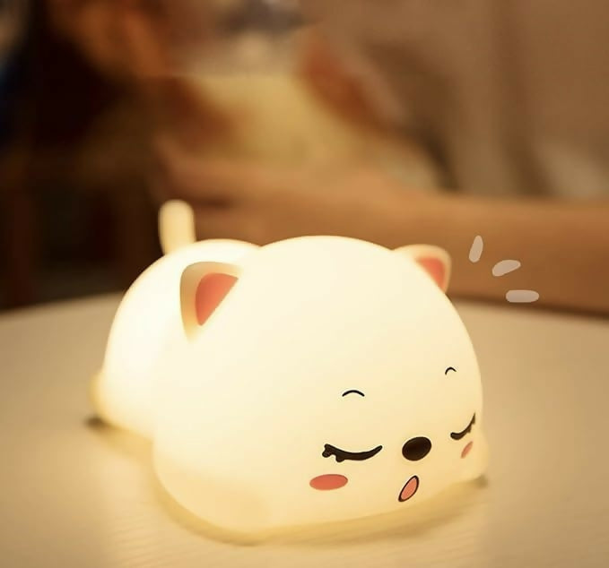 Cute Sleeping cat Silicone Night Lamp