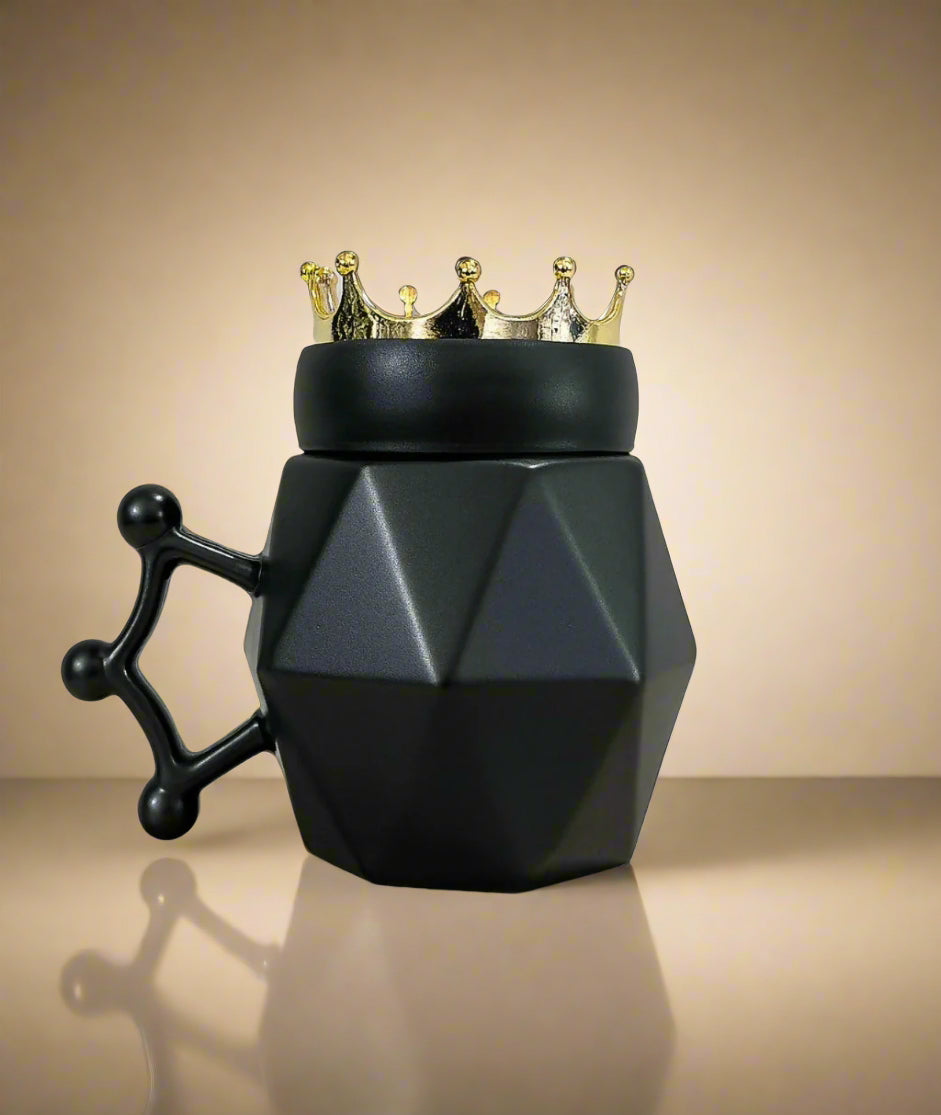 👑⚡ King Crown Ceramic Mug – Black & Gold Royal Edition 🖤✨
