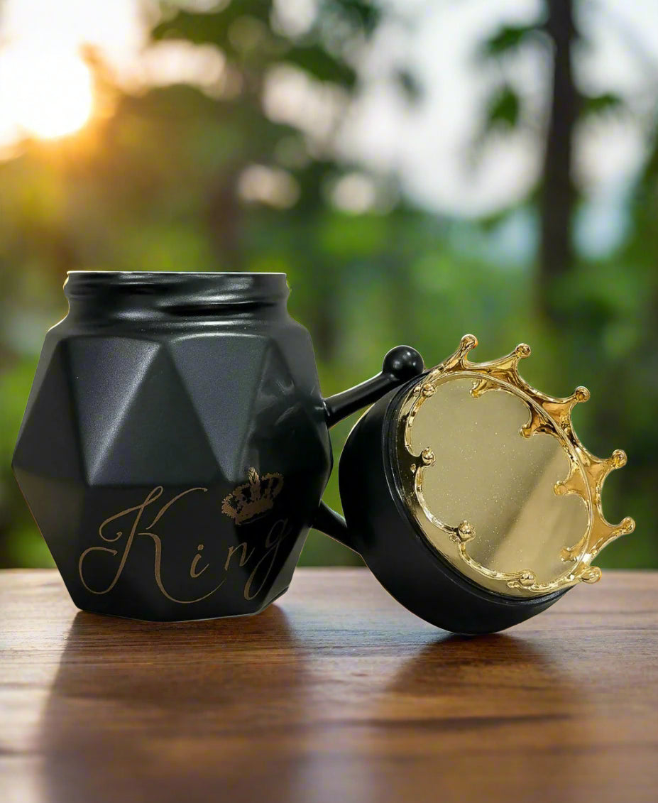 👑⚡ King Crown Ceramic Mug – Black & Gold Royal Edition 🖤✨