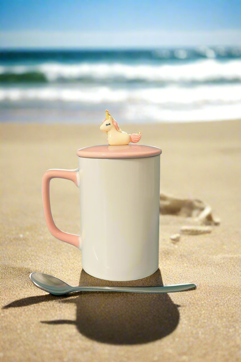 🦄✨ Magical Unicorn Ceramic Mug with Lid & Spoon 🌸☕
