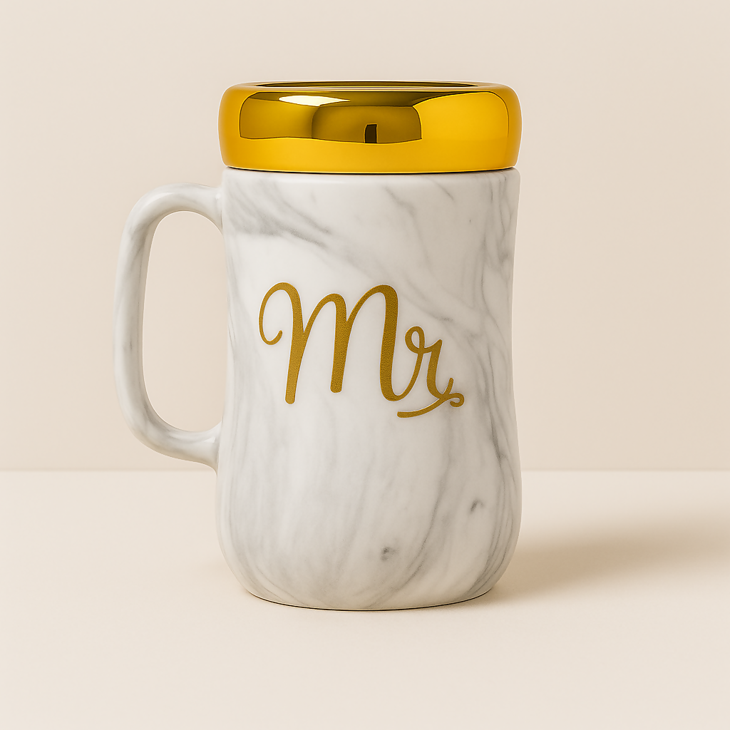💑 Nakshveda Mr & Mrs Marble Mug Combo 💑