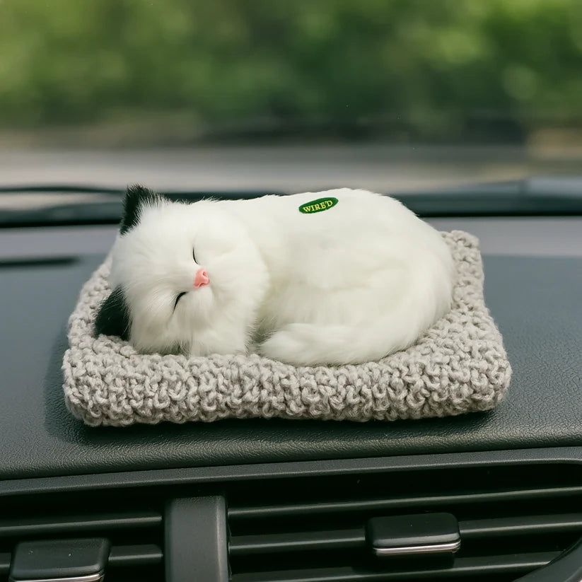 Realistic Sleeping Cat Plush Toy – Breathing Pet Simulation