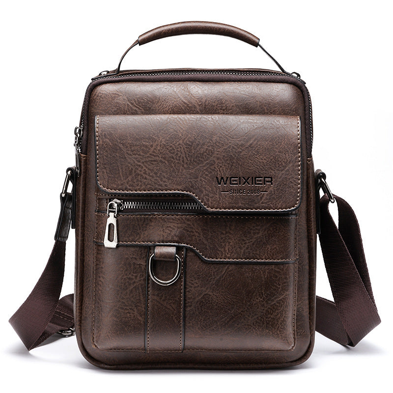 Popular Men's Messenger Bag One Shoulder Retro Business Backpack PU Leather Flaps Crossbody Bags Business Flap Male Solid Travel Bag