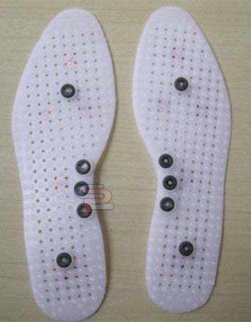 Acupressure insoles with massage points for foot pain relief and improved circulation, lightweight and breathable design.