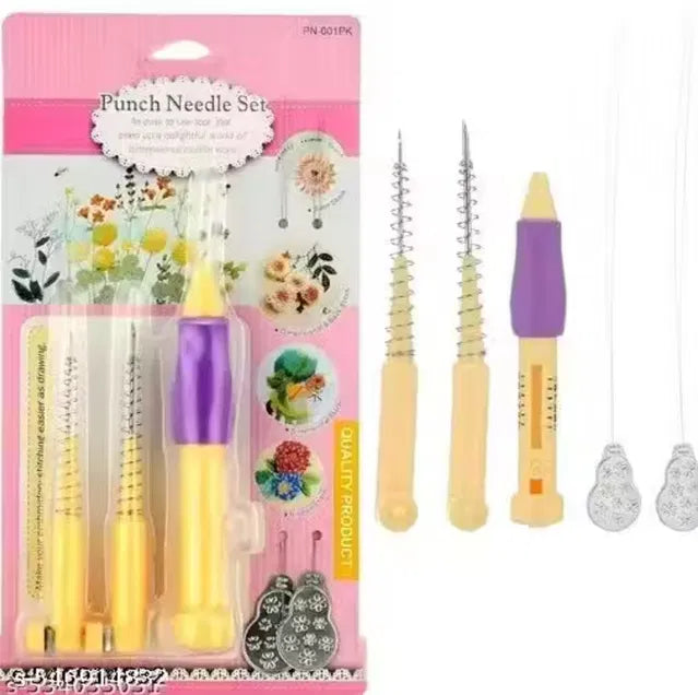 Embroidery Punch Needle Pen Set | 3 Sizes Punch Needles for Knitting, Crochet, and Felting