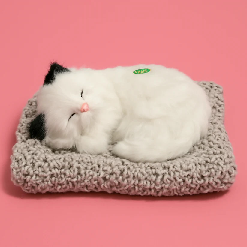 Realistic Sleeping Cat Plush Toy – Breathing Pet Simulation