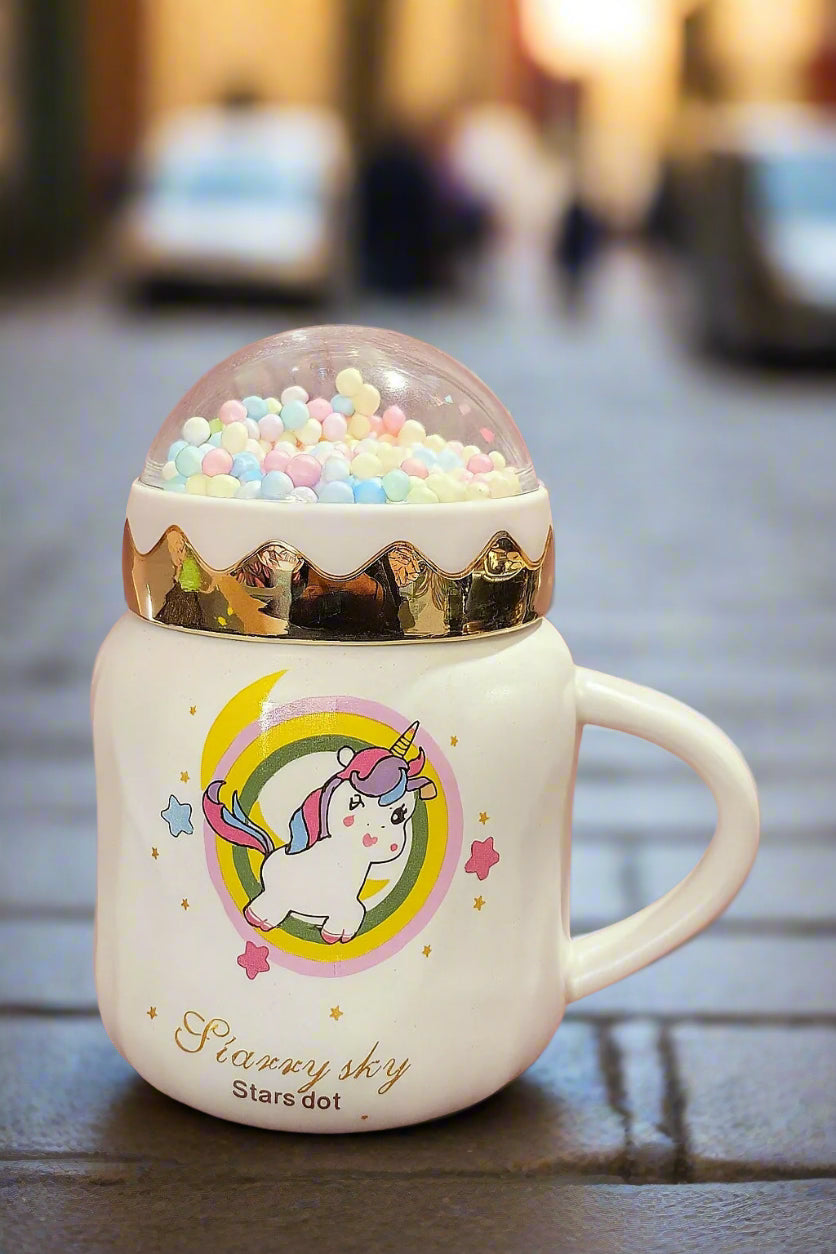 🦄✨ Cute Unicorn Ceramic Mug with Bubble Lid 🌸☕