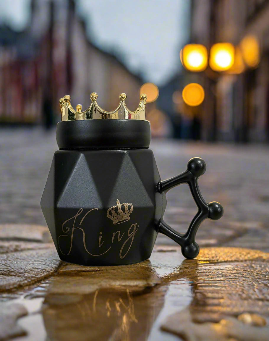 👑⚡ King Crown Ceramic Mug – Black & Gold Royal Edition 🖤✨