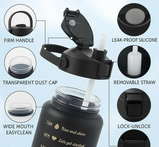 💧 HydroMate™ Black Water Bottle Set – 3 Sizes for Every Lifestyle 🖤✨