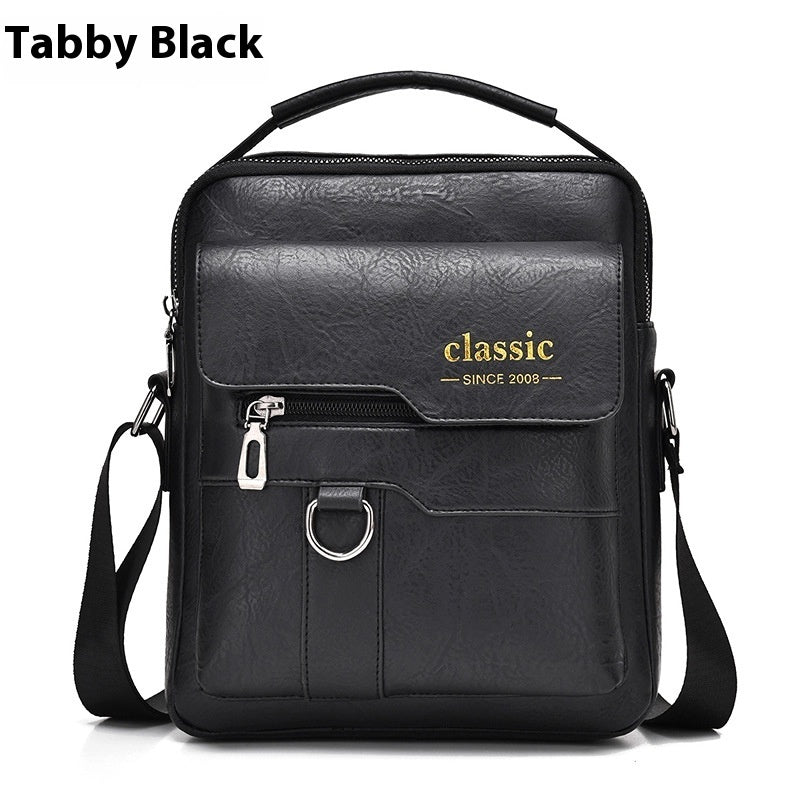 Popular Men's Messenger Bag One Shoulder Retro Business Backpack PU Leather Flaps Crossbody Bags Business Flap Male Solid Travel Bag