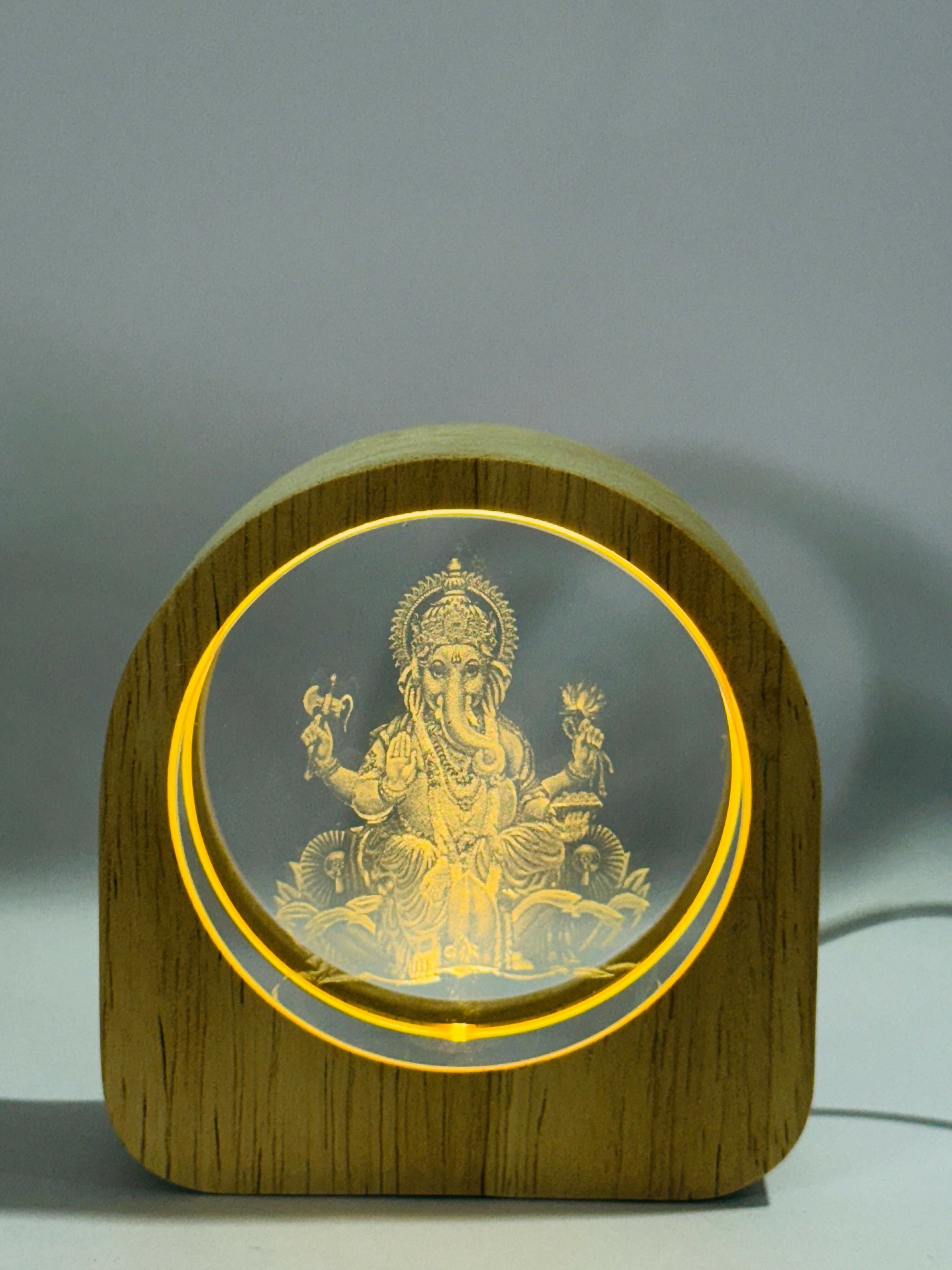 🕉️ Divine Ganesha LED Wooden Frame Light 🌟