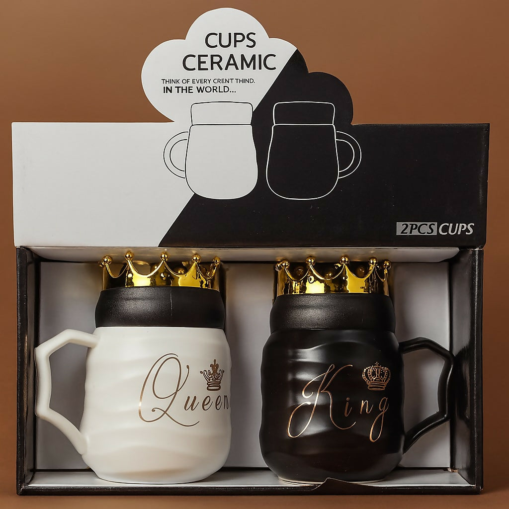 👑 King & Queen Ceramic Mug Set – Royal Love Edition 💞