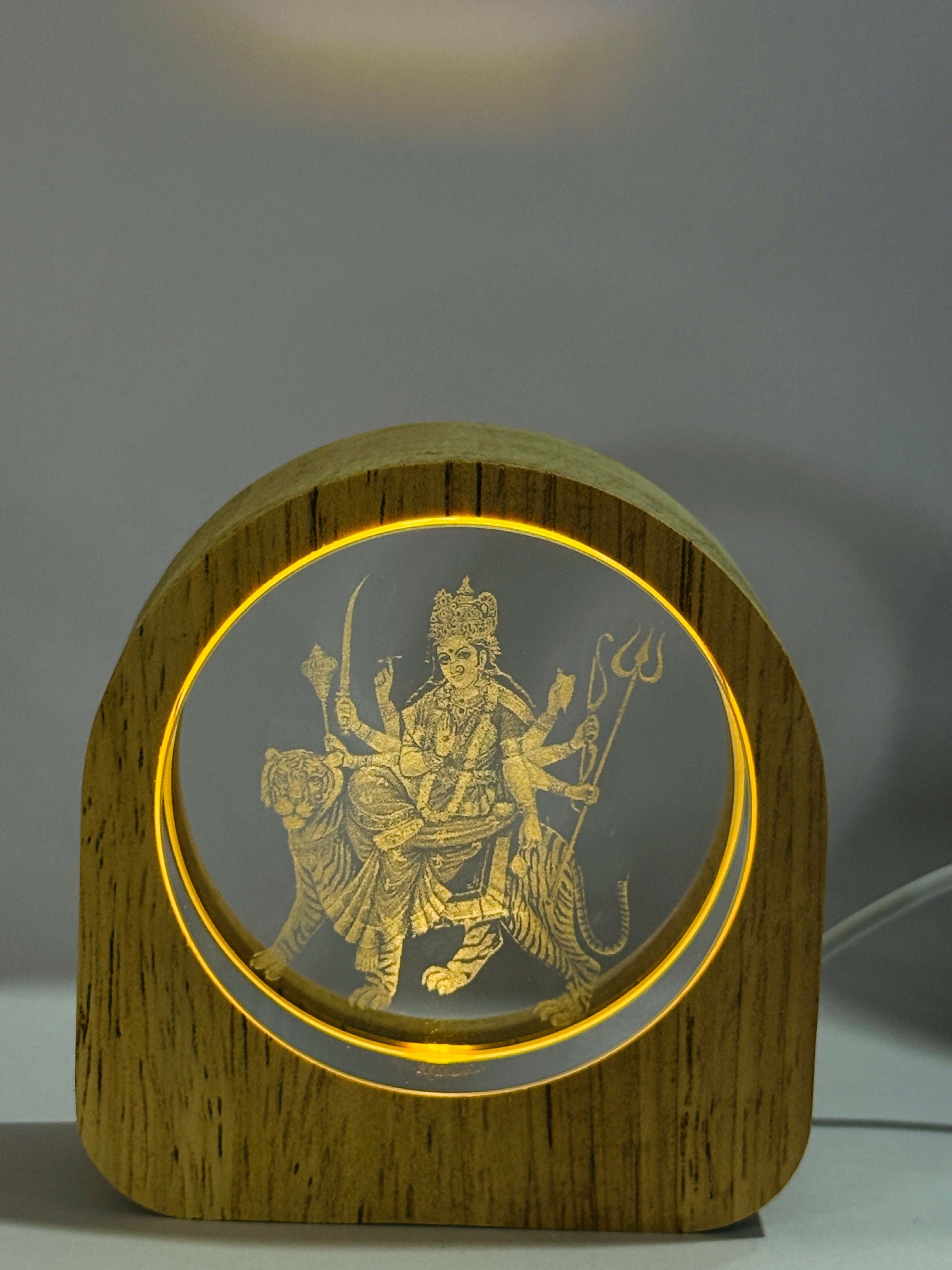 🌟 Divine Durga LED Wooden Frame Light ✨