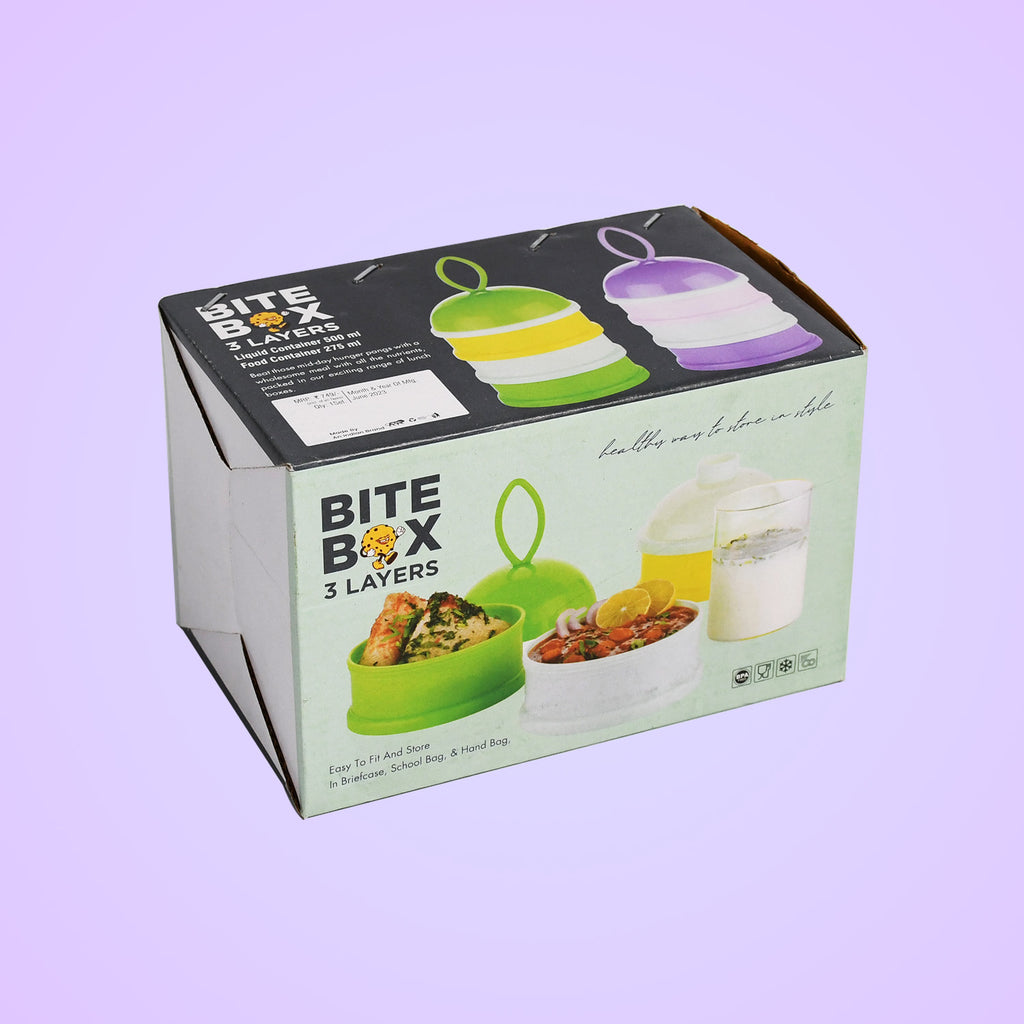 5924a  3 Layer Lunch Box Unique Design Bite Lunch Box With Liquid  Food Container Lunch Box (Green)