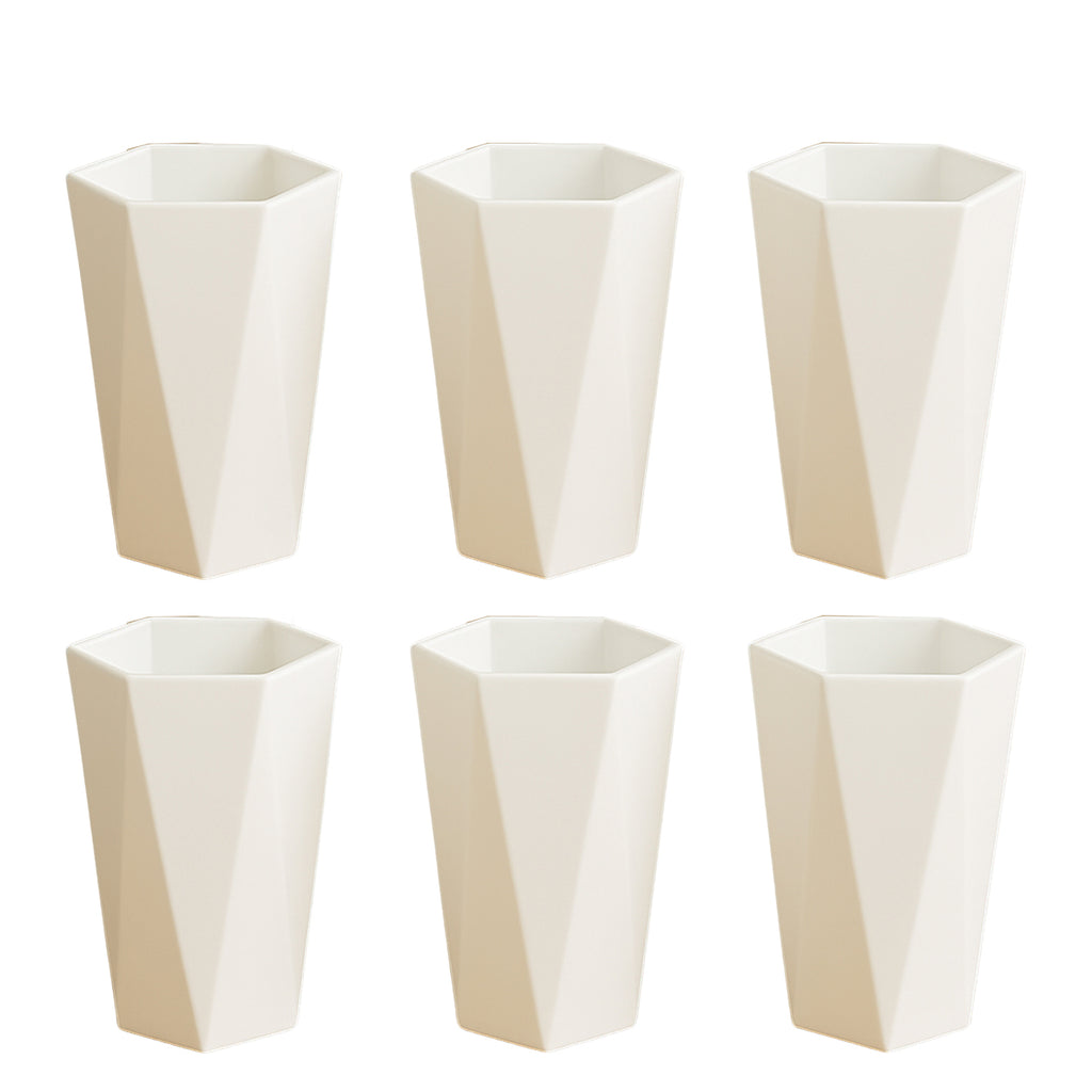 Hexagon Shape Plastic Drinking Glass Set (6 Pc)