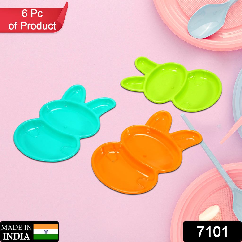 7101 Rabbit Shape Dish 6 Pcs For Kids (Multicolor)