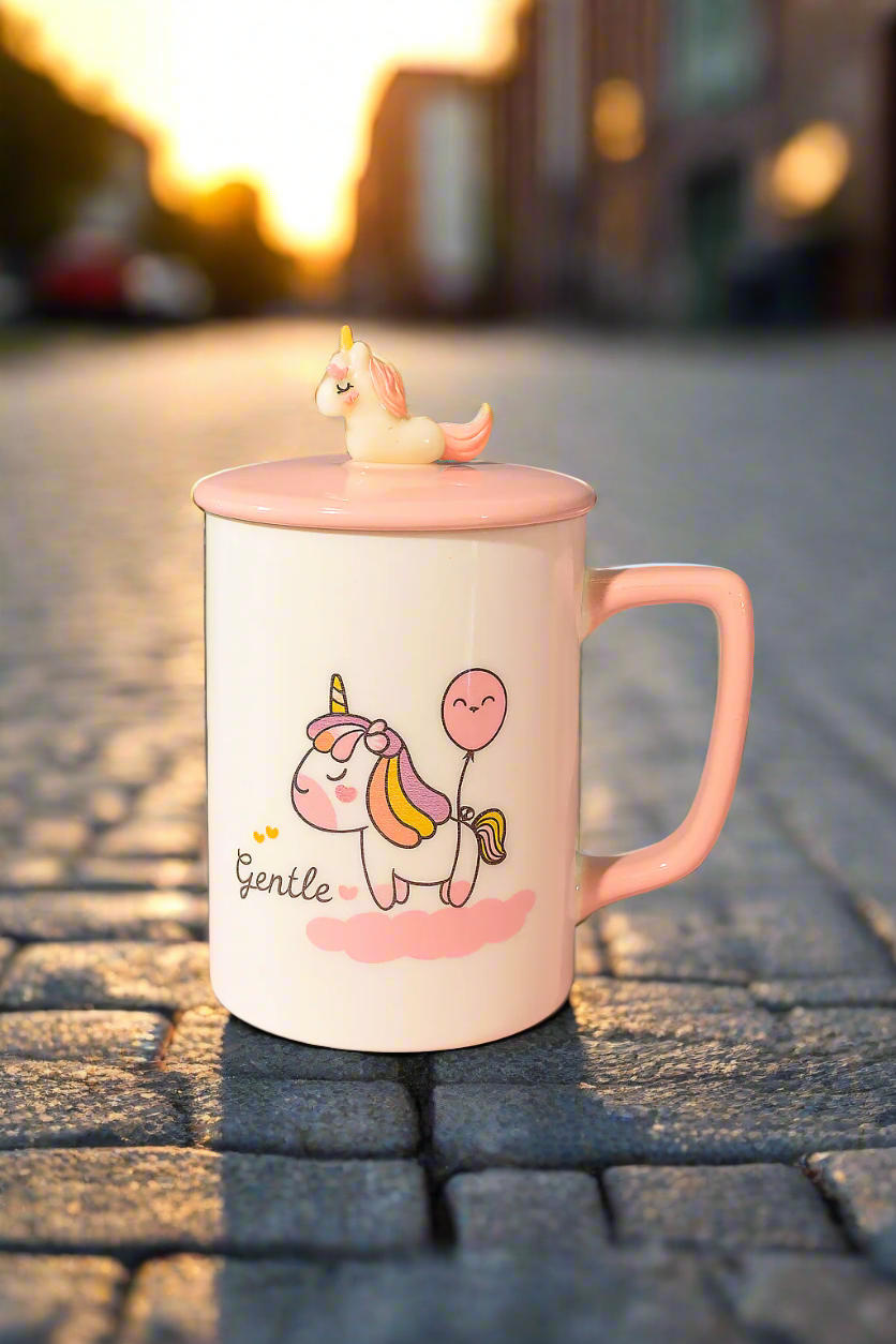 🦄✨ Magical Unicorn Ceramic Mug with Lid & Spoon 🌸☕