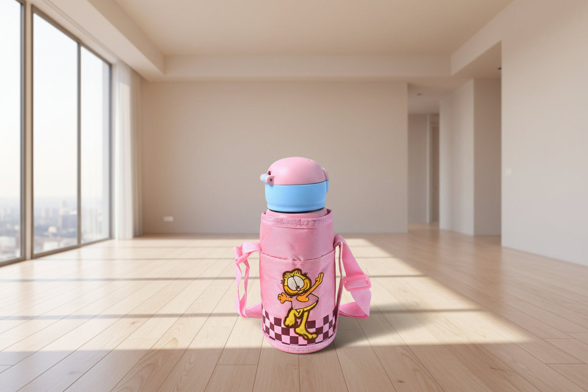 Thermos Steel Double Wall Vacuum Bottle With Cover  Strap 600ml Approx